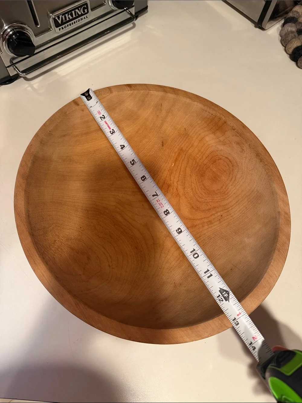 Munising Wooden Dough Bowl, Off Round, 1930’s